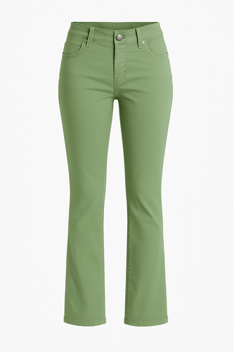 Women's Sage Green Gabardine Stretch Pants – Slim Bootcut Fit