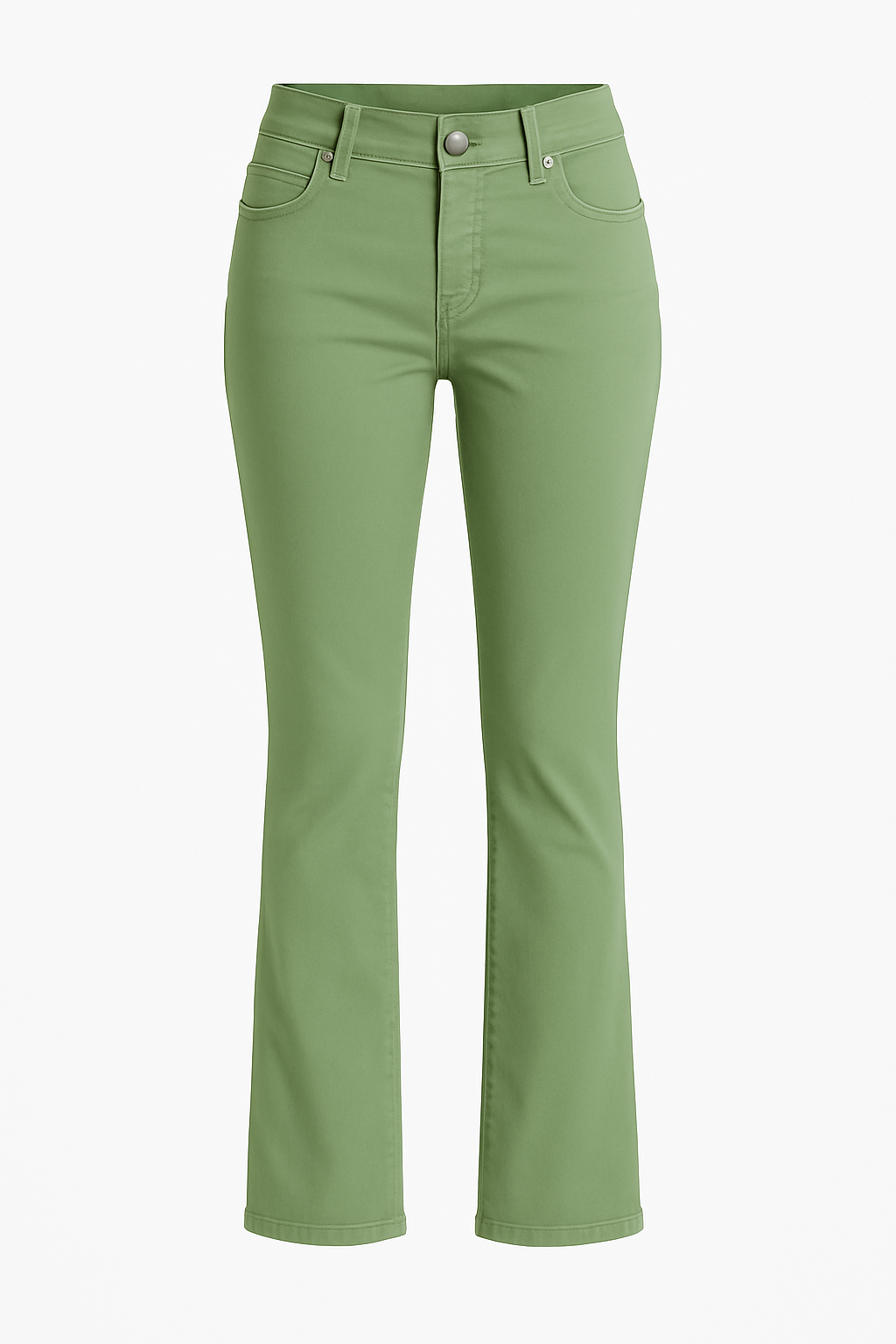Women's Sage Green Gabardine Stretch Pants – Slim Bootcut Fit