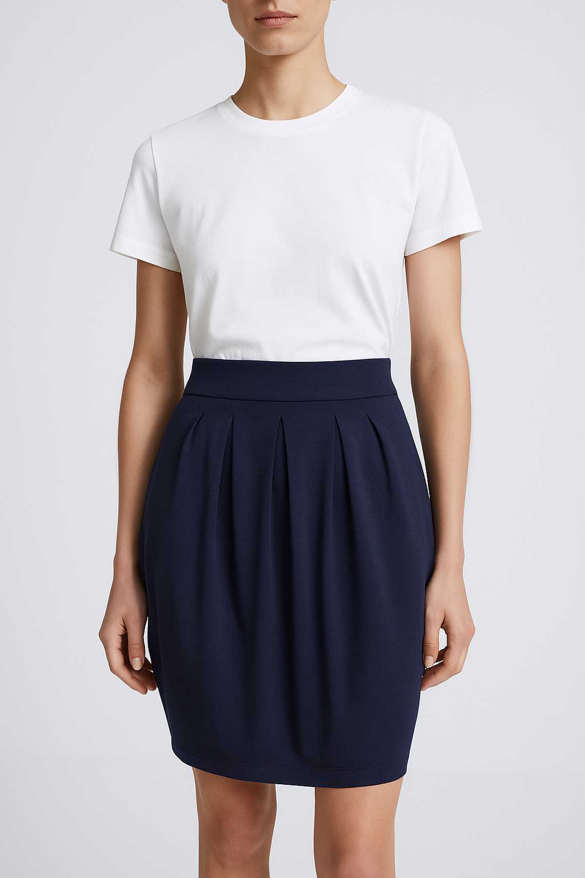 Conquista Φούστα Mini Casual Με Πιέτες Ψηλόμεση Μονόχρωμη Μπλε C241-417-41