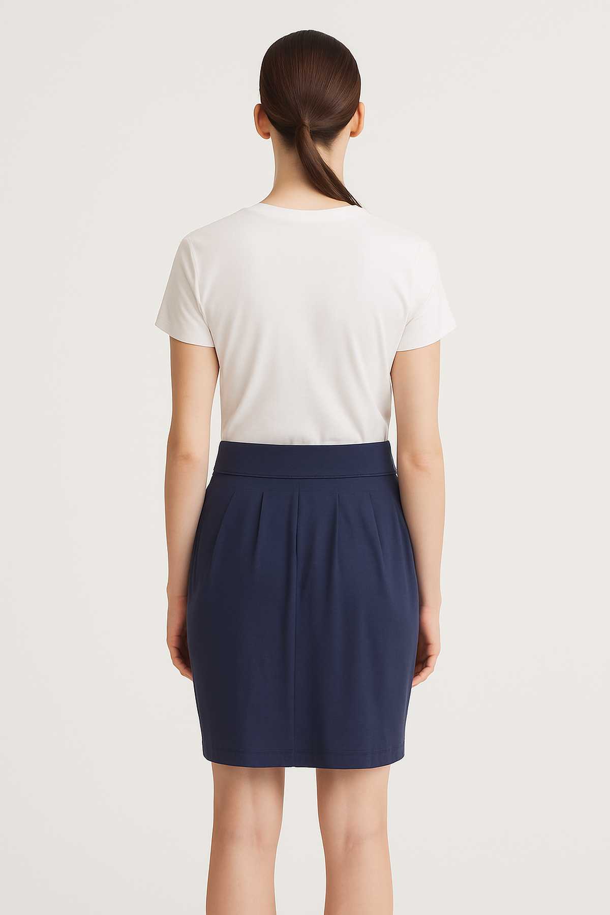 Conquista Φούστα Mini Casual Με Πιέτες Ψηλόμεση Μονόχρωμη Μπλε C241-417-41