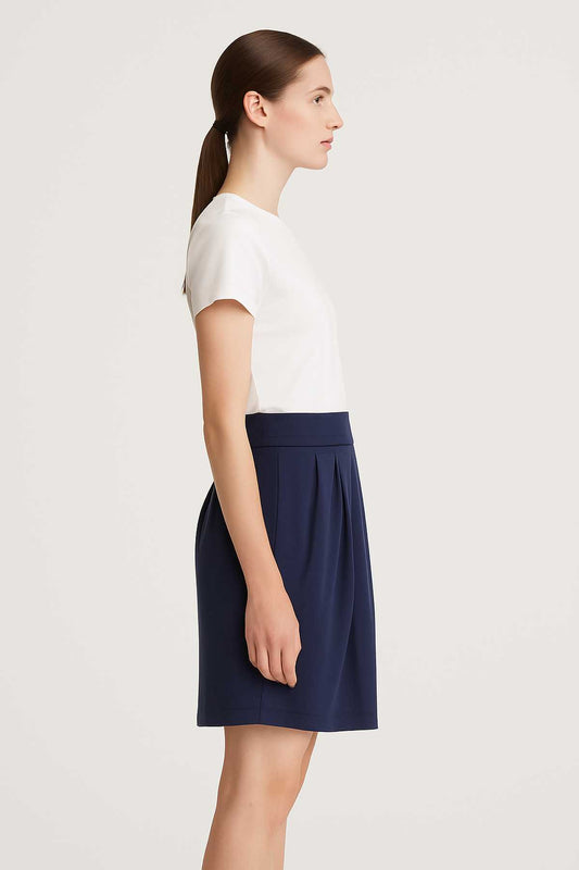 Conquista Φούστα Mini Casual Με Πιέτες Ψηλόμεση Μονόχρωμη Μπλε C241-417-41
