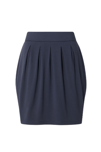 Navy Viscose-Blend Pleated Jersey Skirt