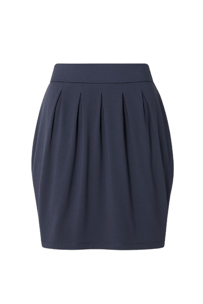 Navy Viscose-Blend Pleated Jersey Skirt