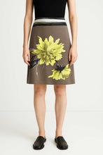 Load image into Gallery viewer, Taupe Jersey Skirt with Yellow Floral Print