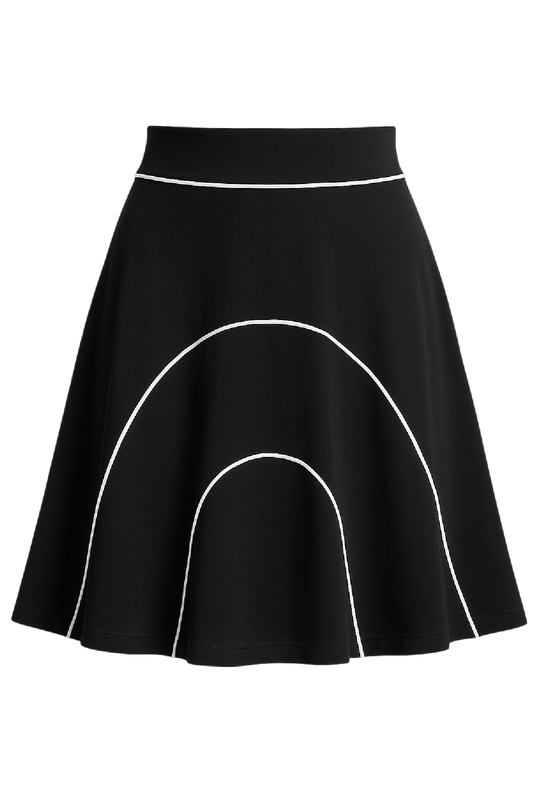 Conquista Φούστα Mini Casual Γραμμή Α Με Ραφές Μονόχρωμη Μαύρη C241-420-00