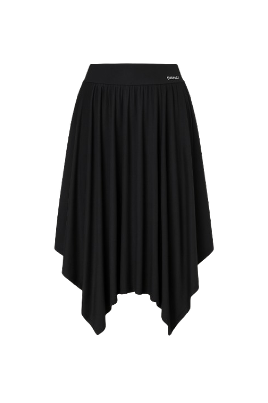 Conquista Φούστα Midi Ασύμμετρη Casual Μονόχρωμη Βισκόζη Μαύρη C241-422-00