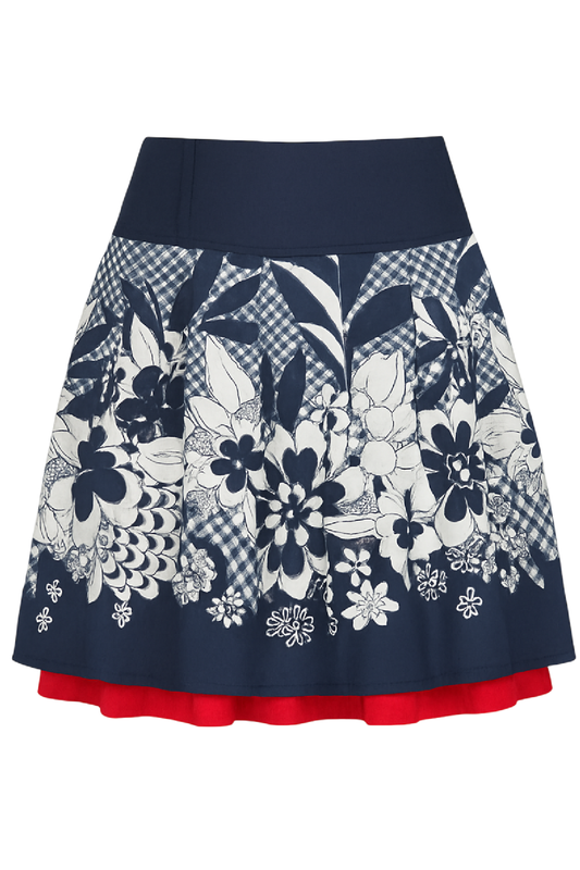 Conquista Φούστα Mini Casual Με Βολάν Εμπριμέ Floral Μπλε C241-425-41