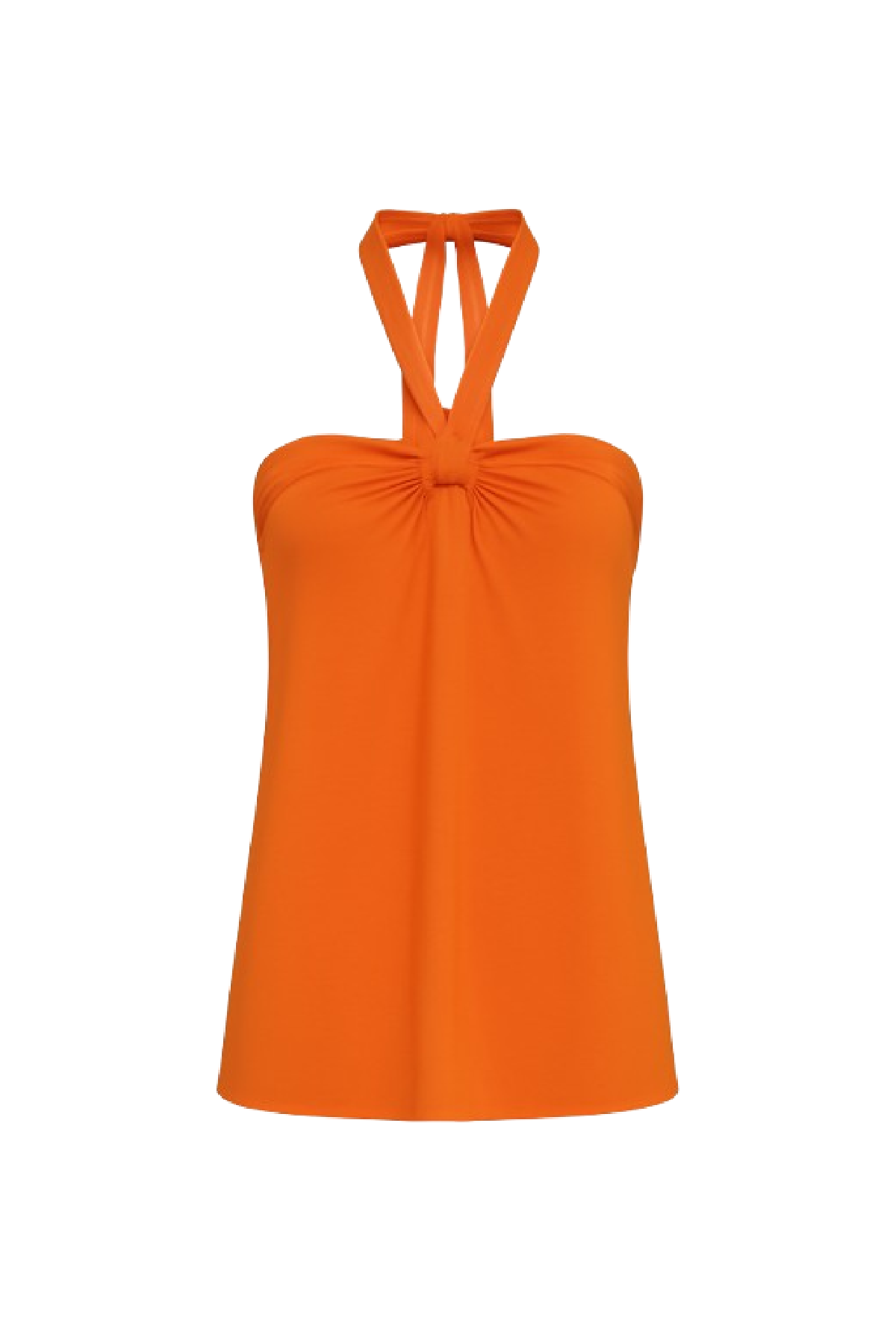 Conquista Τοπ Casual Αμάνικο Halter Λαιμόκοψη Με Κόμπο Μονόχρωμο Πορτοκαλί C241-428-05