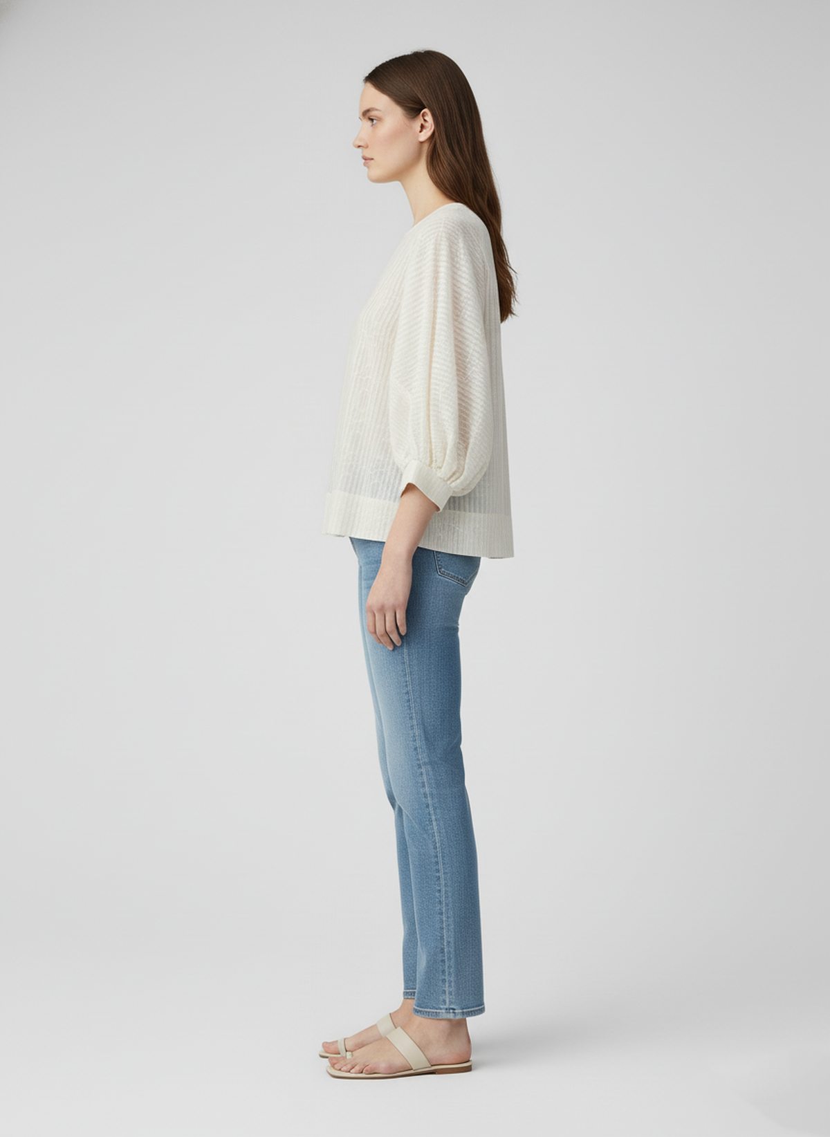 Μπλούζα σε κρεμ χρώμα με υφή και oversized υφή – Ελαφριά, αέρινη, χωρίς κόπο εκλεπτυσμένη