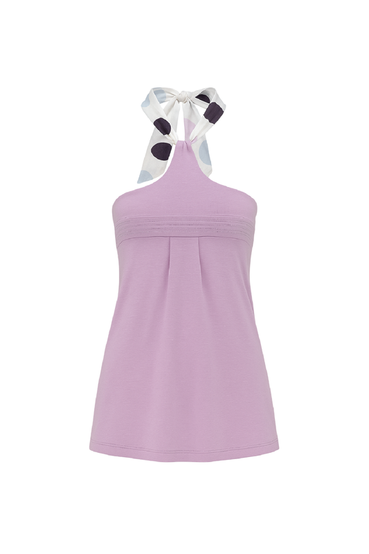 Conquista Τοπ Casual Halter Αμάνικο Με Δέσιμο Μονόχρωμο Λιλά C241-442-08