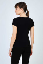 Load image into Gallery viewer, Graphic Print Black Viscose-Elastane Jersey Top