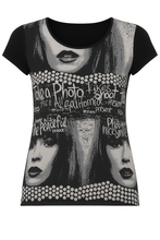 Load image into Gallery viewer, Graphic Print Black Viscose-Elastane Jersey Top