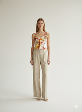 Load image into Gallery viewer, Asymmetric Floral Print Jersey Top with Braided Strap – Viscose-Elastane