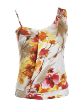 Load image into Gallery viewer, Asymmetric Floral Print Jersey Top with Braided Strap – Viscose-Elastane