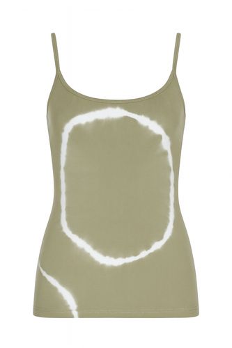Olive Tie-Dye Jersey Cami Top – Viscose & Elastane