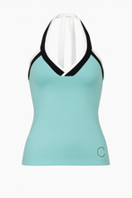 Load image into Gallery viewer, Colorblock Halter Neck Top in Micromodal Jersey with Rhinestone Detail