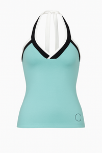 Colorblock Halter Neck Top in Micromodal Jersey with Rhinestone Detail