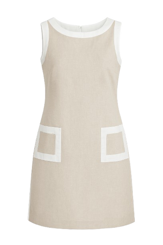 Sleeveless Linen Dress with Contrast Pockets