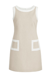 Sleeveless Linen Dress with Contrast Pockets