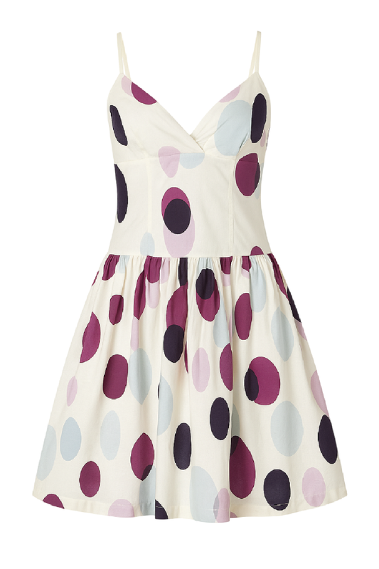 Sleeveless Cotton Poplin Polka Dot Dress – Fully Lined