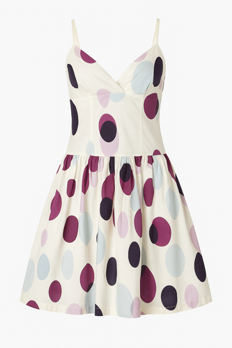 Sleeveless Cotton Poplin Polka Dot Dress – Fully Lined