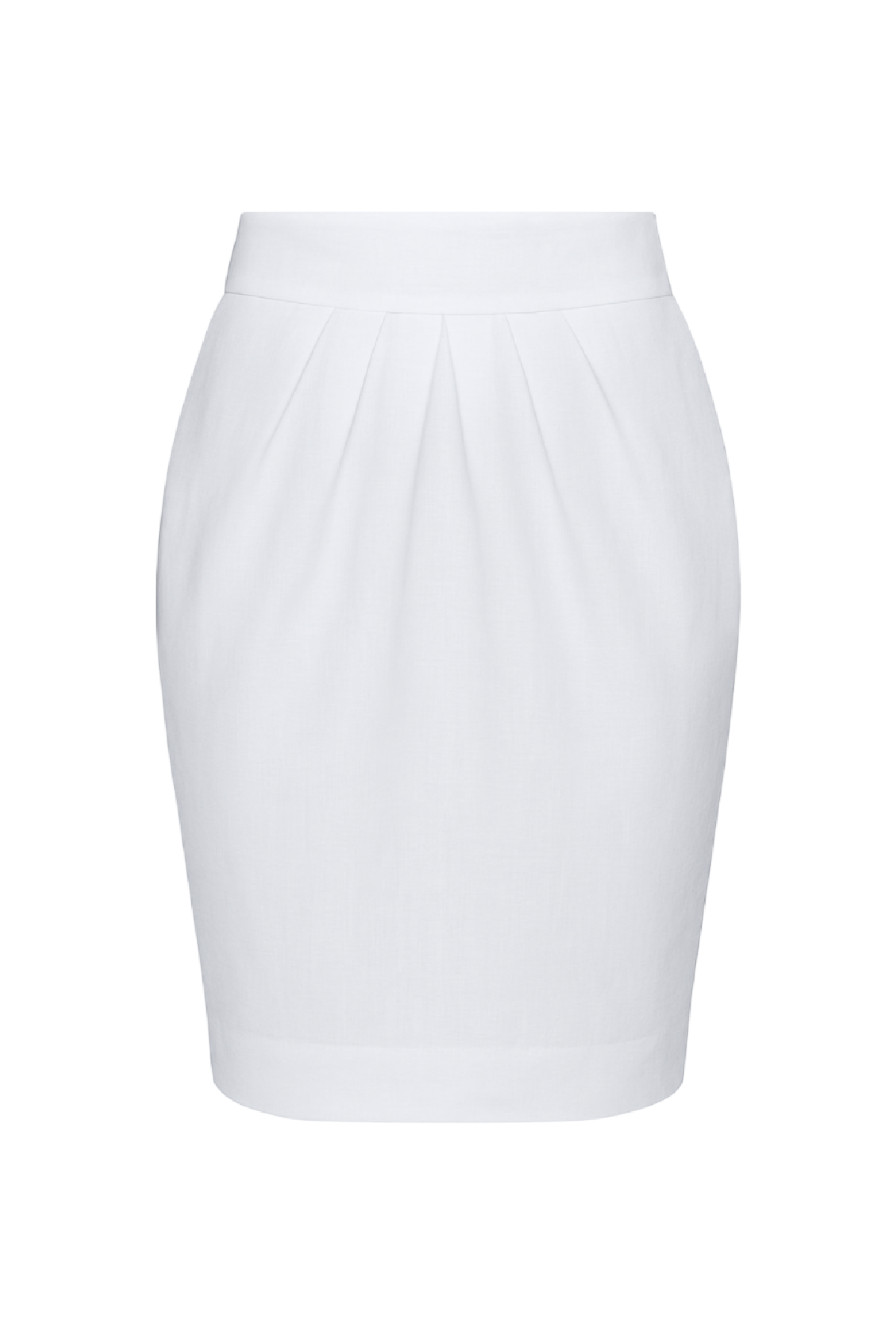 Conquista Φούστα Midi Casual Pencil Με Πιέτες Μονόχρωμη Λευκή C241-468-01