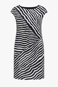Dark Navy & White Abstract Zebra Print Dress