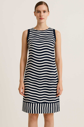 Sleeveless Zebra Stripe Dress – Fully Lined with Back Neck Zipper