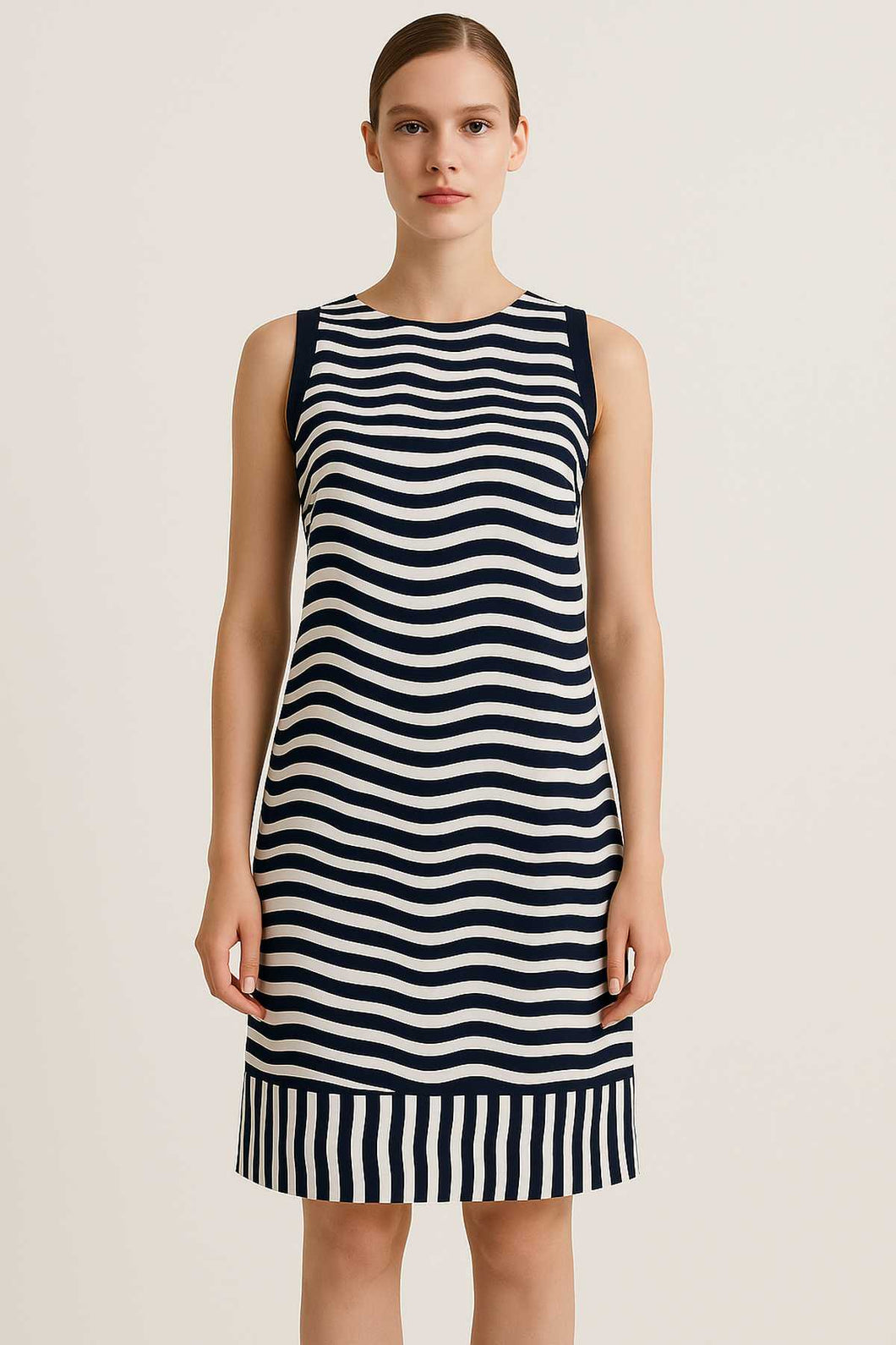Sleeveless Zebra Stripe Dress – Fully Lined with Back Neck Zipper