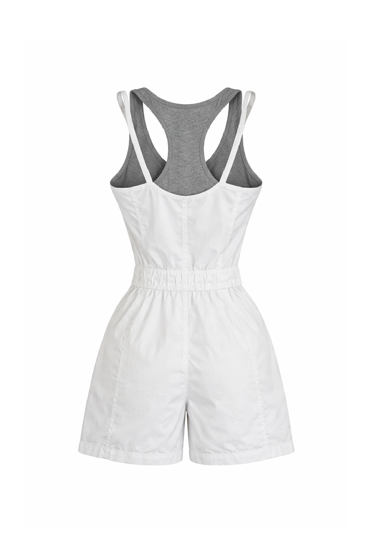 Conquista Φόρεμα Mini Casual Αμάνικο Με Τιράντες Με Φερμουάρ Με Ζώνη Μονόχρωμο Λευκό C241-514-01