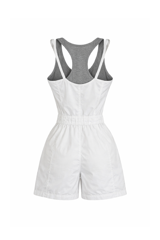 Conquista Φόρεμα Mini Casual Αμάνικο Με Τιράντες Με Φερμουάρ Με Ζώνη Μονόχρωμο Λευκό C241-514-01