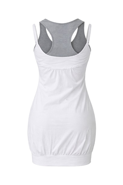 Conquista Φόρεμα Mini Casual Αμάνικο Με Φερμουάρ Διπλό Layer Μονόχρωμο Λευκό C241-515-01