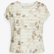 Load image into Gallery viewer, Sheer Striped Jersey Top with Floral Print