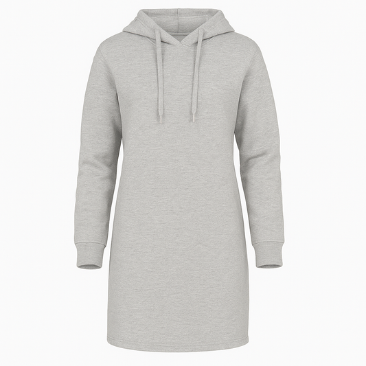 Minimalist Hoodie Dress in Light Grey