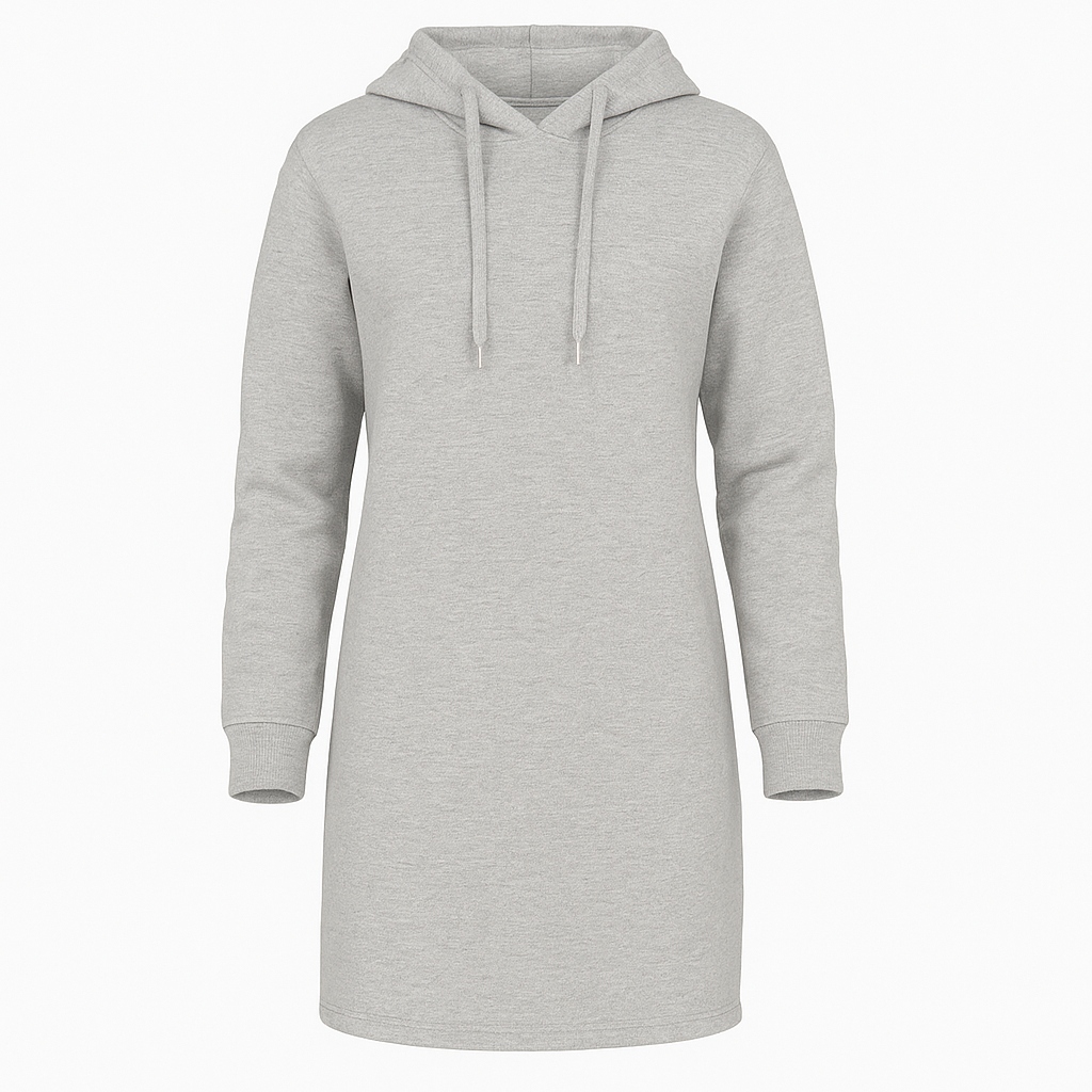 Minimalist Hoodie Dress in Light Grey