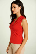 Load image into Gallery viewer, Red Viscose-Wool-Elastane Jersey Top with Draped Neckline