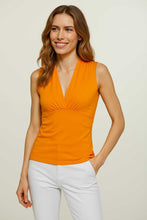 Load image into Gallery viewer, Coral Cotton Jersey Sleeveless Top with Draped Neckline