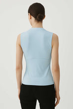 Load image into Gallery viewer, Light Blue Cotton Jersey Sleeveless Top with Draped Neckline