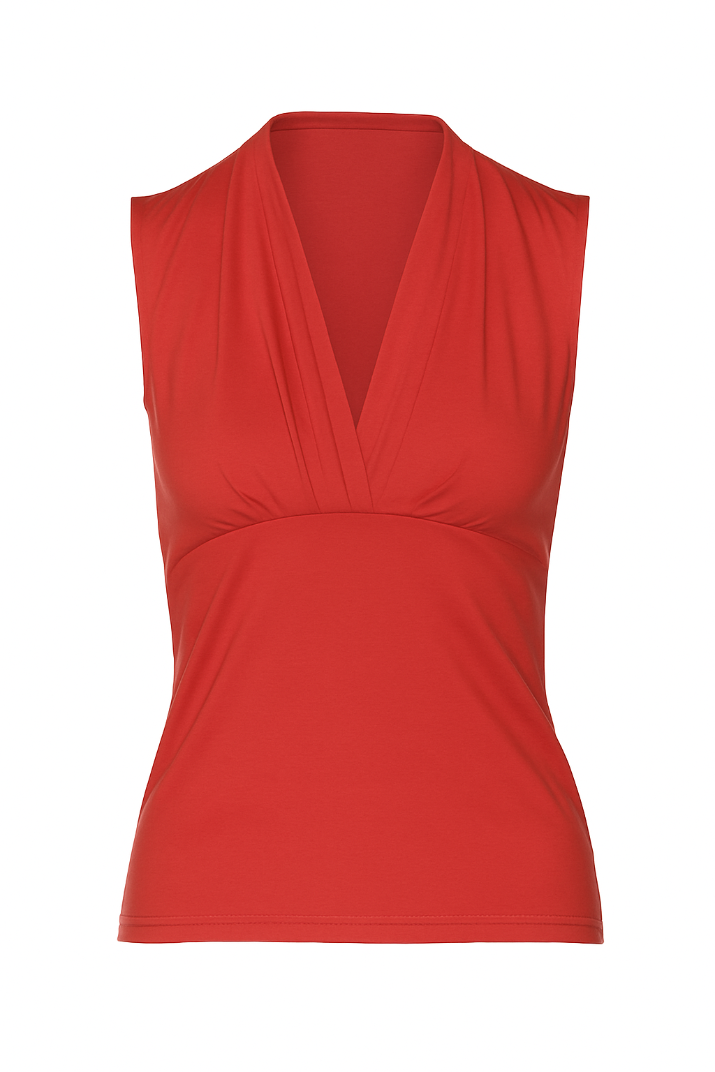 Red Sleeveless Viscose Top with Draped Front