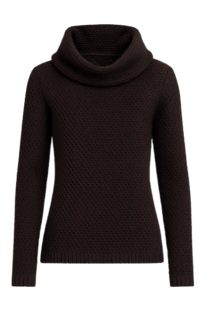 Textured Knit Sweater with Cowl Neck in Wool Blend
