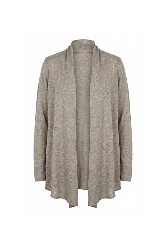 Soft Open-Front Draped Cardigan in Heather Grey