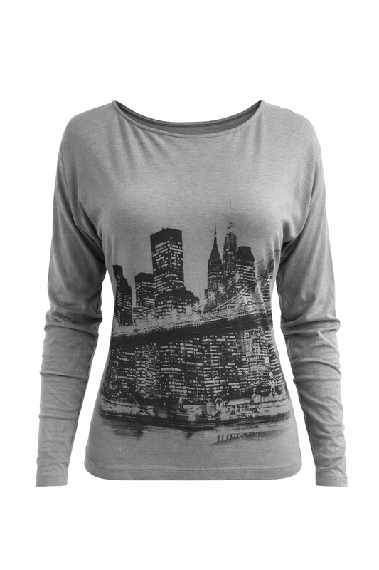 Long-Sleeve Cityscape Print Top