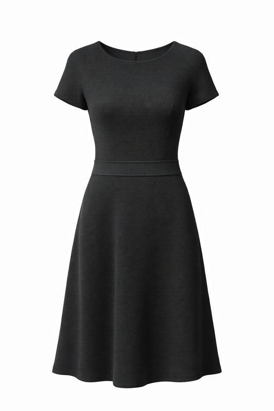 Tailored A-Line Short-Sleeve Dress