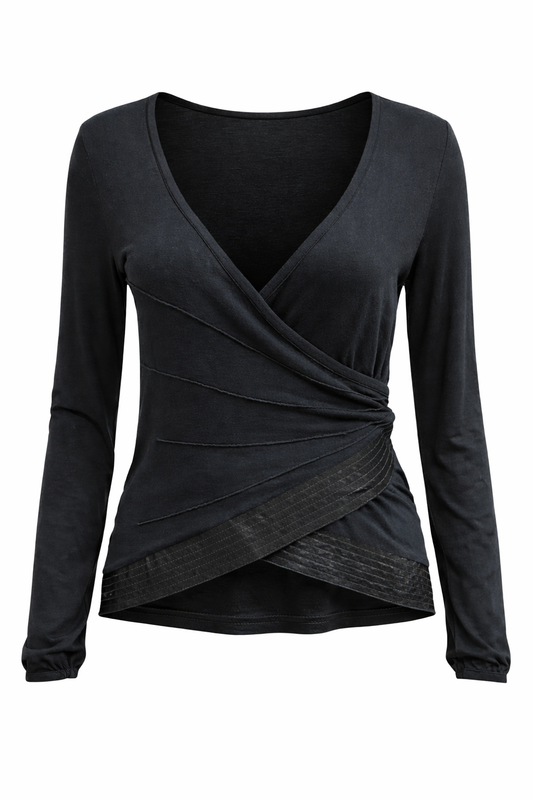 Elegant Wrap-Front Long Sleeve Top