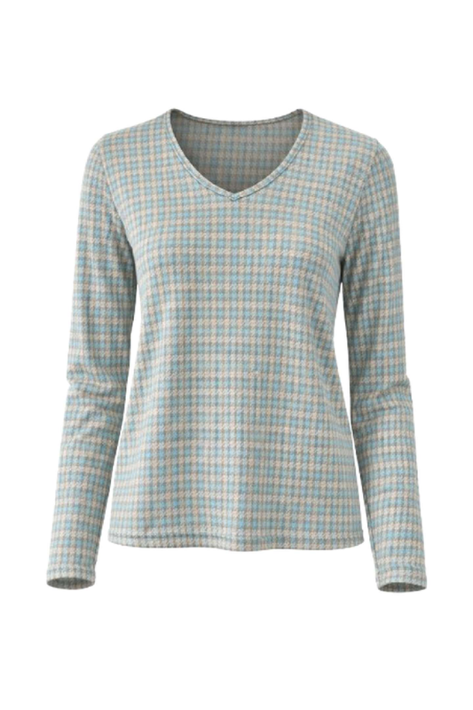 Soft Houndstooth V-Neck Top
