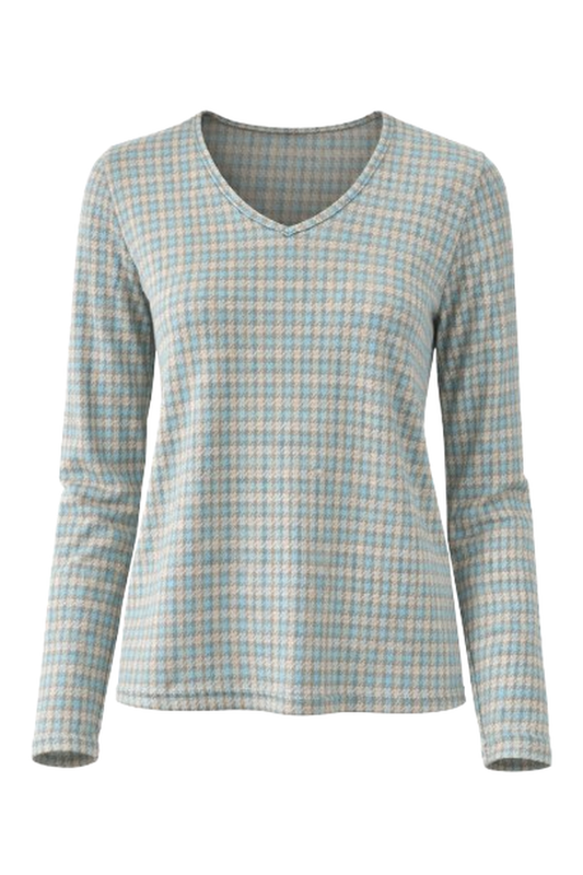 Soft Houndstooth V-Neck Top