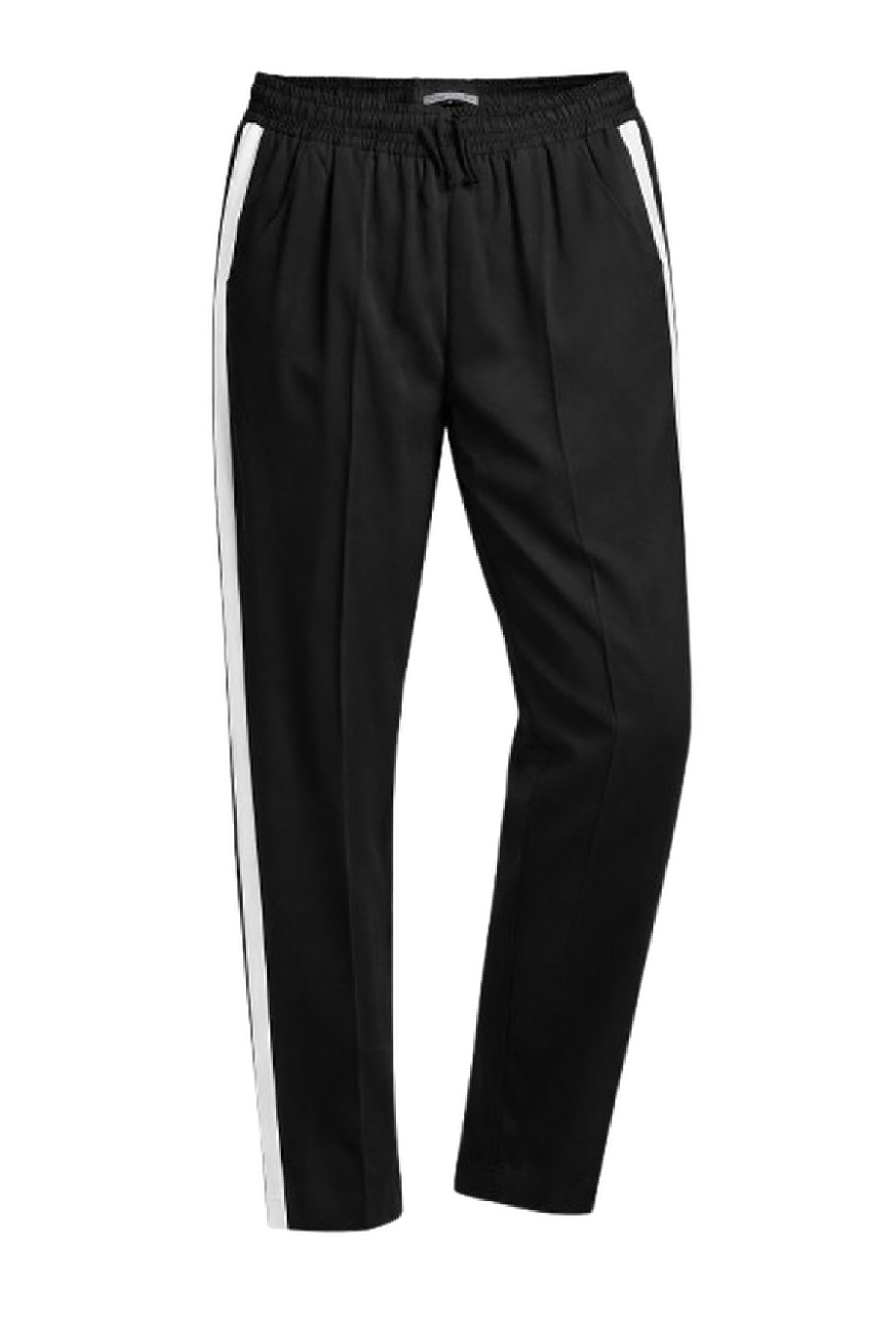 Conquista Παντελόνι Μακρύ Casual Με Λάστιχο στη Μέση Με Ρίγα στο Πλάι Μονόχρωμο Βαμβάκι Μαύρο C250-679-00