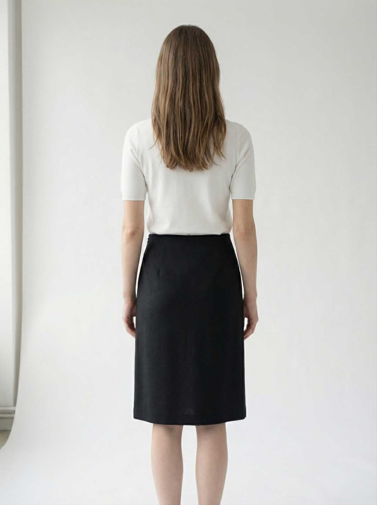Conquista Φούστα Midi Office Look Μονόχρωμη Μαύρη C251-257-00