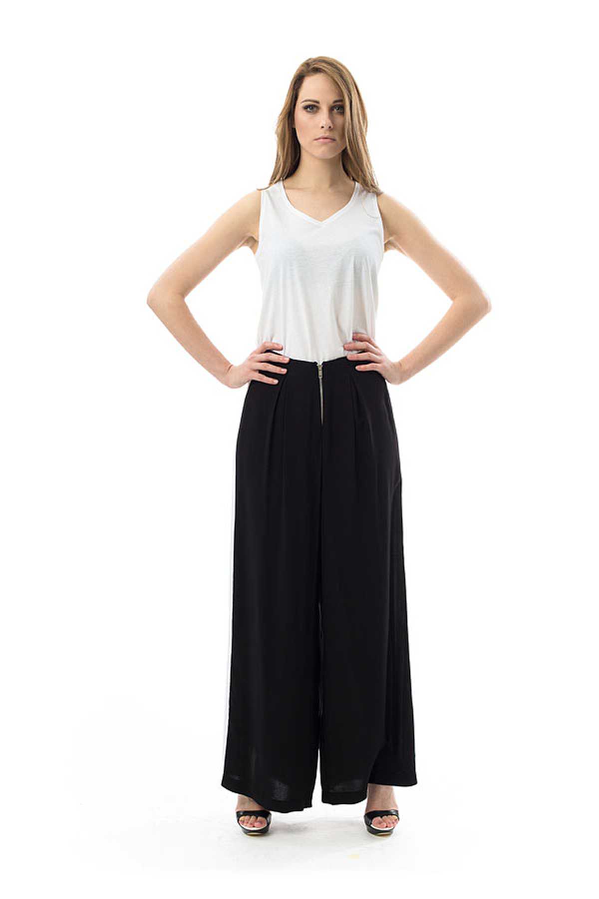Wide Leg Pants with Stripe Detail