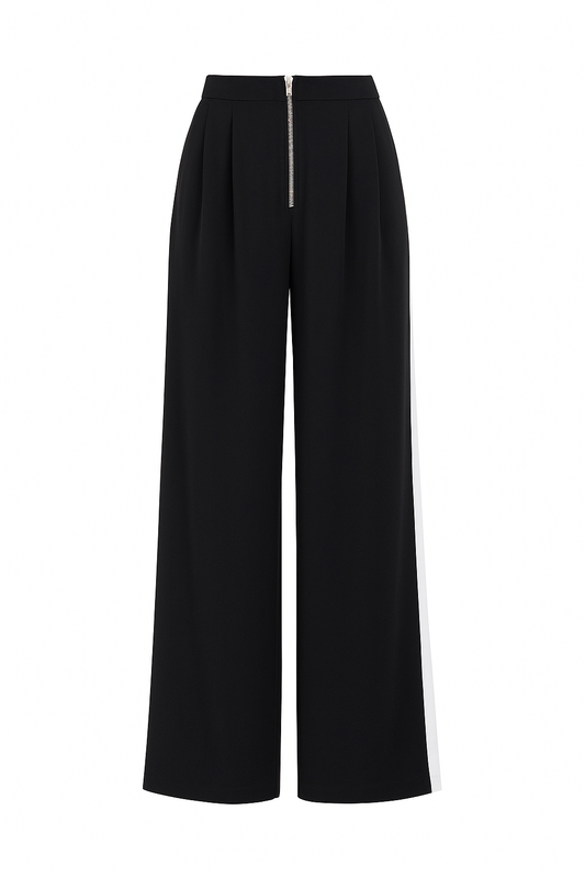 Wide Leg Pants with Stripe Detail